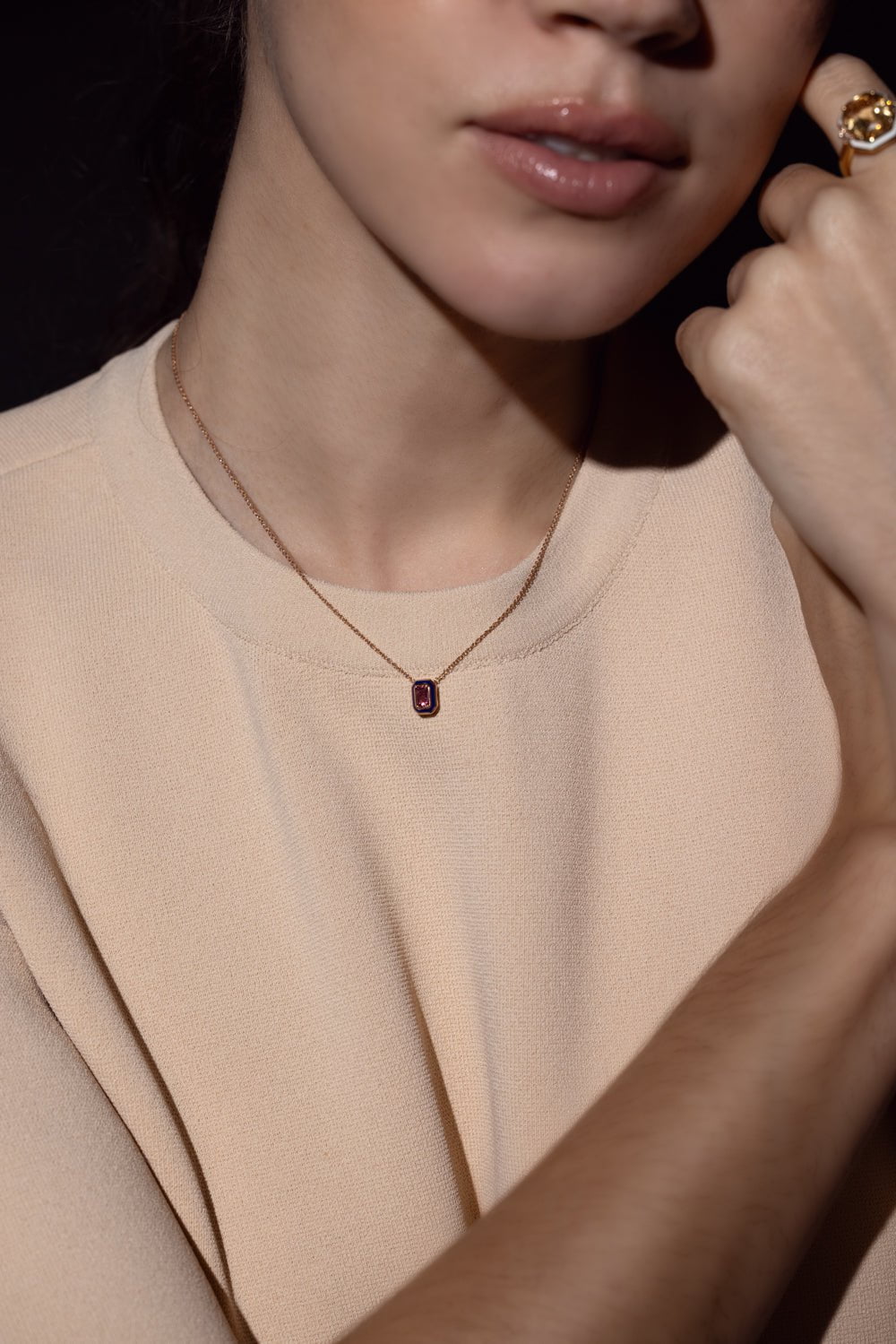 SELIM MOUZANNAR-Mina Pink Tourmaline Necklace-ROSE GOLD