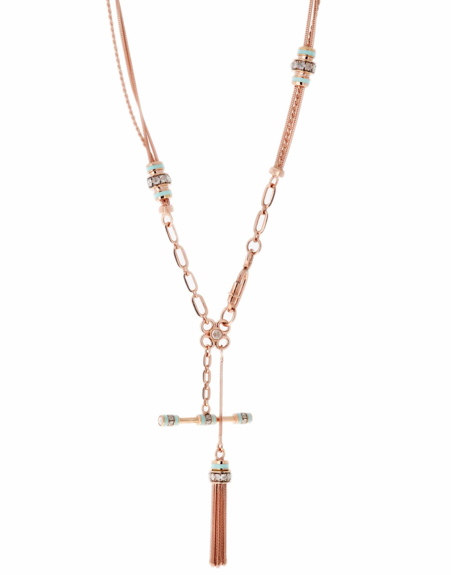 SELIM MOUZANNAR-Mint Enamel Toggle Necklace-ROSE GOLD