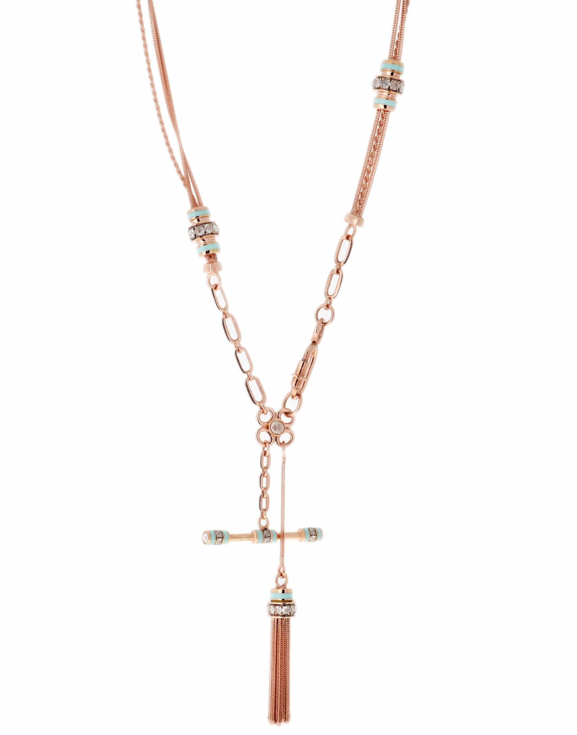 SELIM MOUZANNAR-Mint Enamel Toggle Necklace-ROSE GOLD