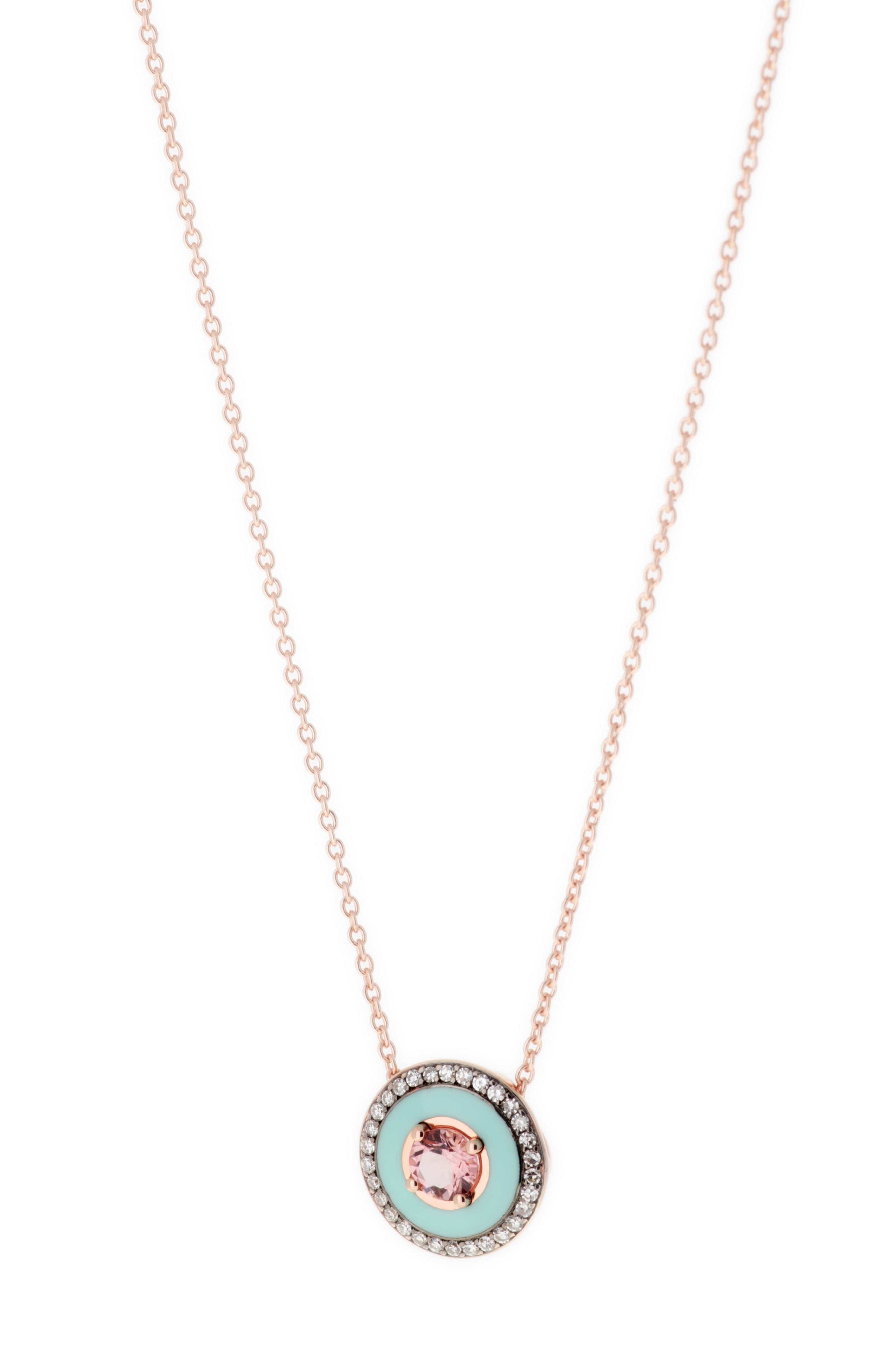 SELIM MOUZANNAR-Mint Enamel Tourmaline Necklace-ROSE GOLD