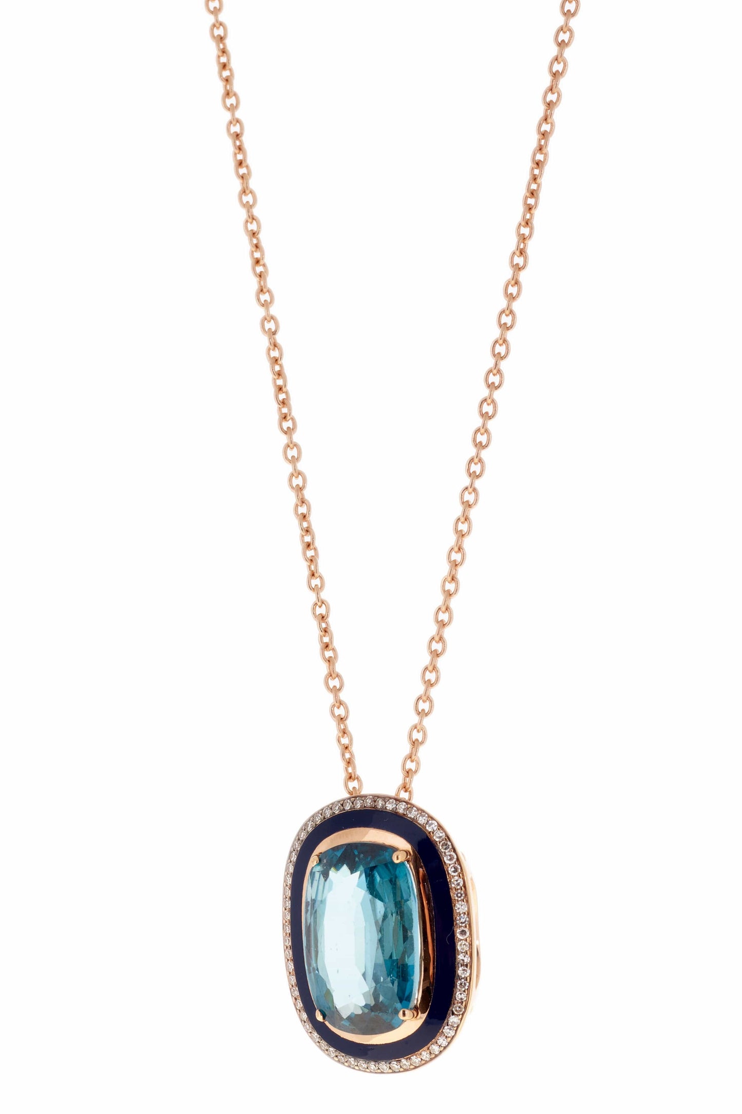 SELIM MOUZANNAR-Navy Enamel Hyacinth Necklace-ROSE GOLD