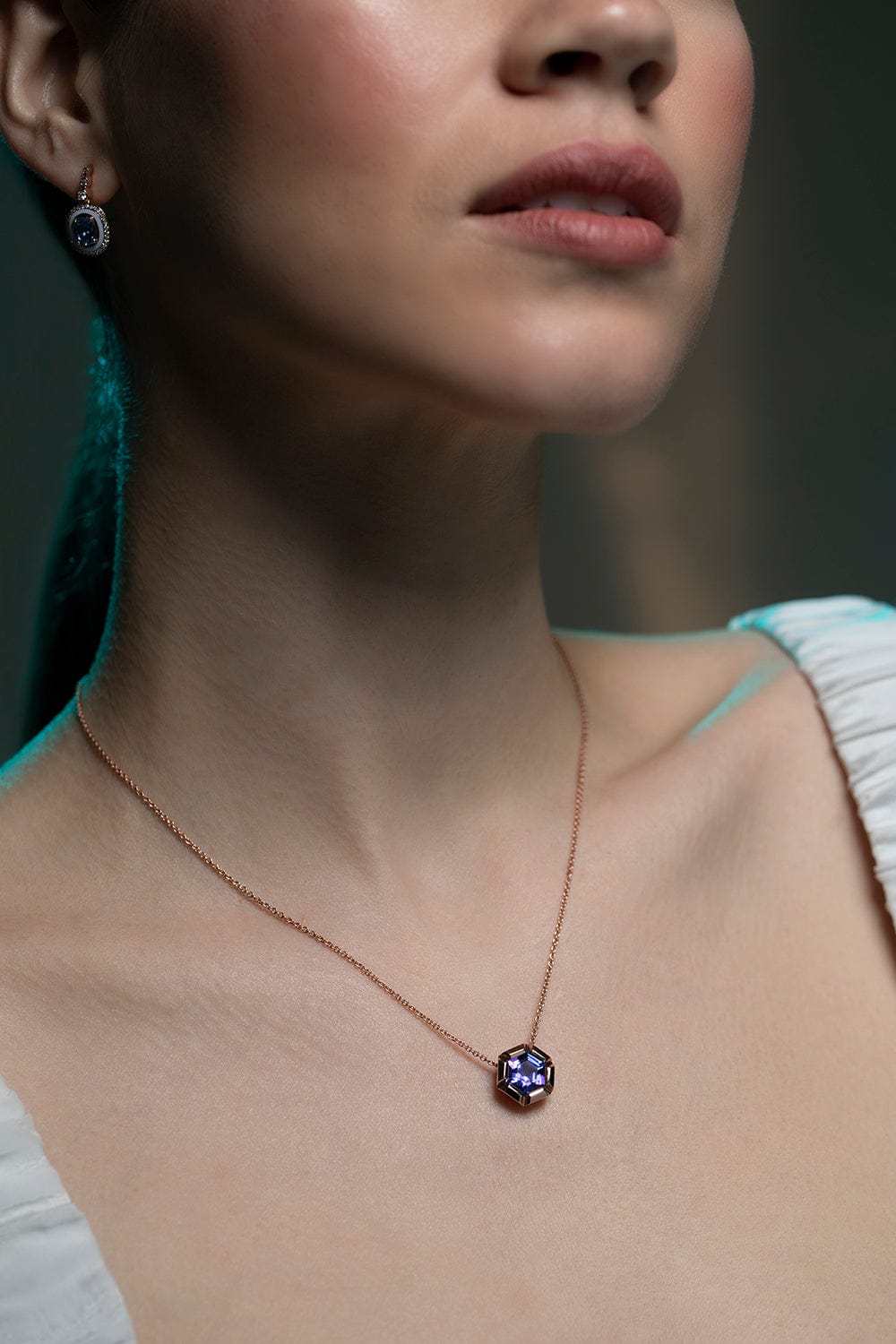 SELIM MOUZANNAR-Rose de France Tanzanite Necklace-ROSE GOLD
