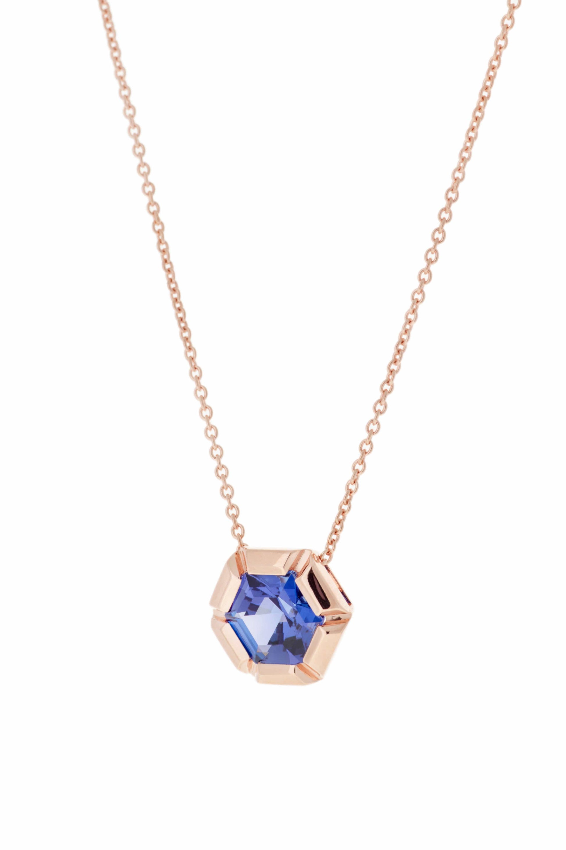 SELIM MOUZANNAR-Rose de France Tanzanite Necklace-ROSE GOLD