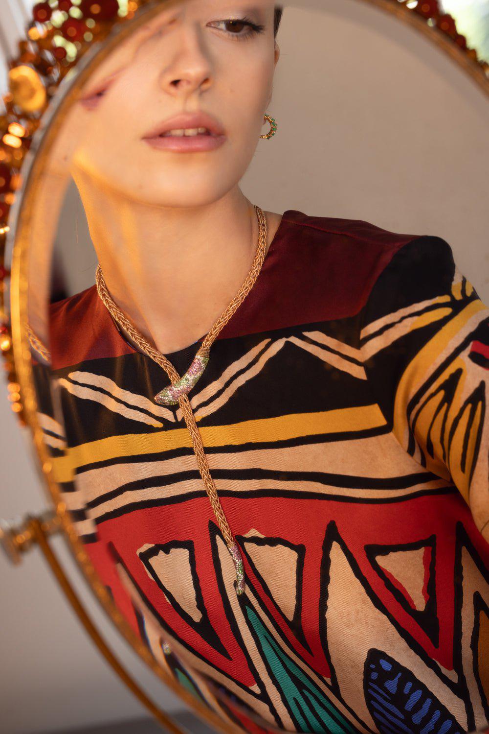 SELIM MOUZANNAR-Snake Pendant Necklace-ROSE GOLD