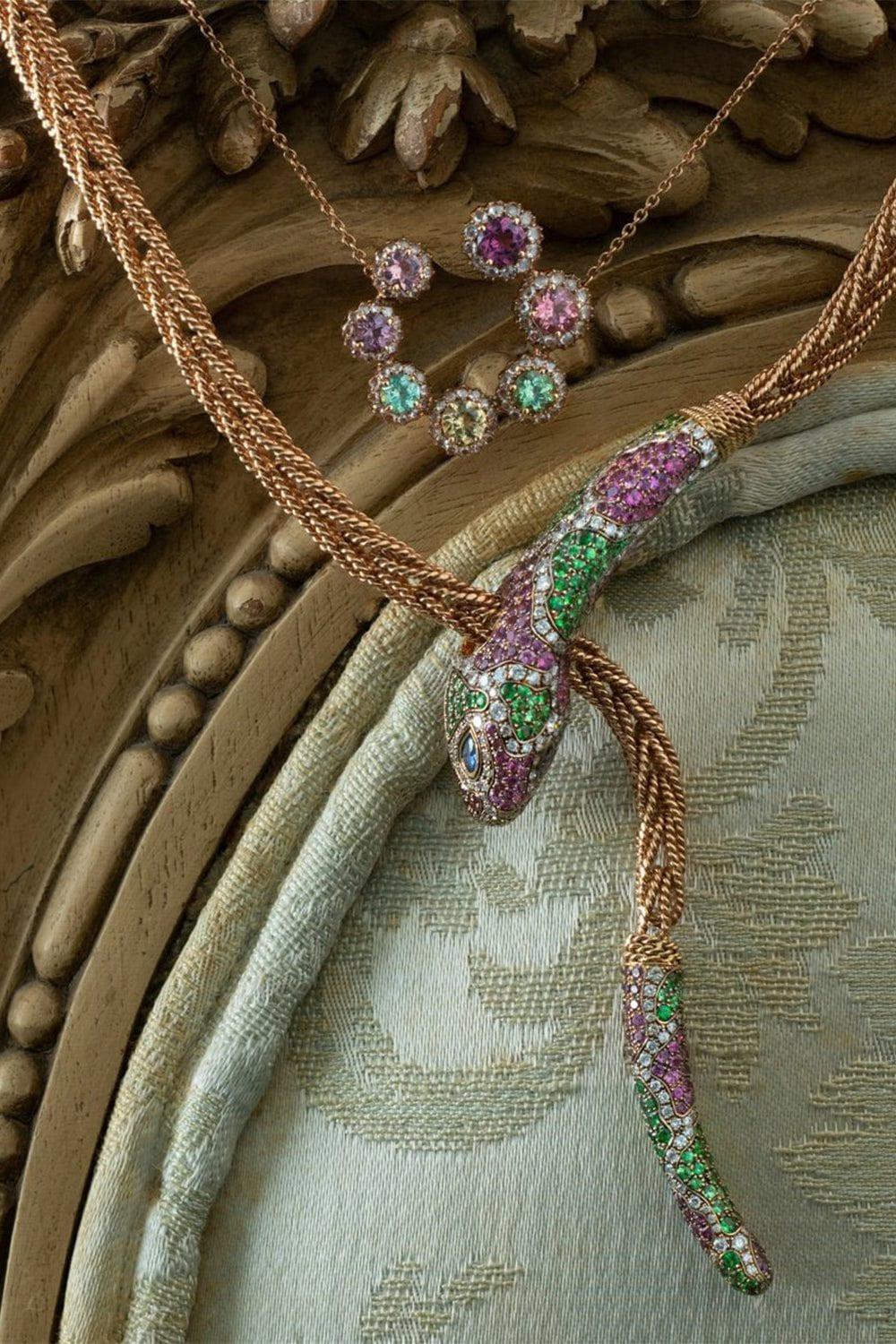 SELIM MOUZANNAR-Snake Pendant Necklace-ROSE GOLD
