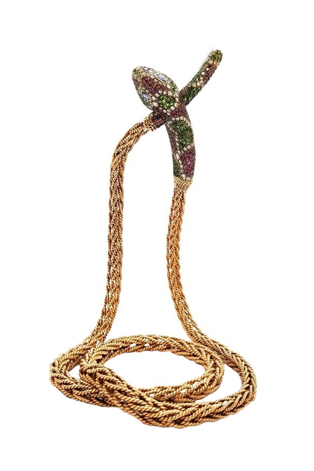 SELIM MOUZANNAR-Snake Pendant Necklace-ROSE GOLD