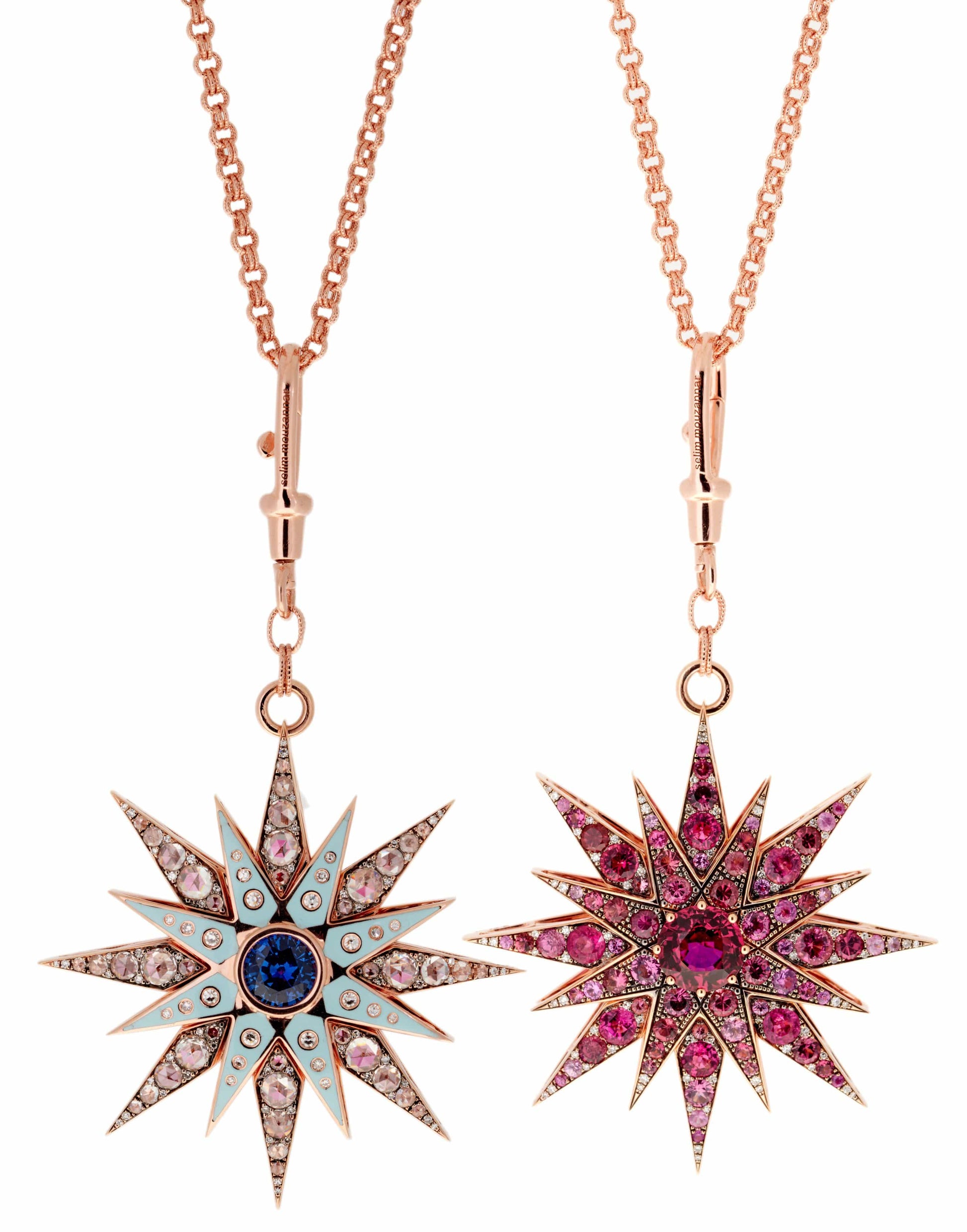 SELIM MOUZANNAR-Tourmaline and Pink Sapphire Pendant Necklace-ROSE GOLD