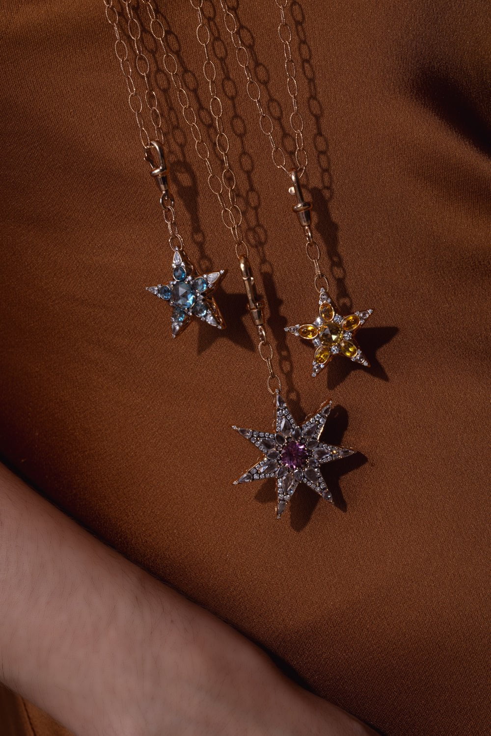 SELIM MOUZANNAR-Yellow Sapphire Star Necklace-ROSE GOLD