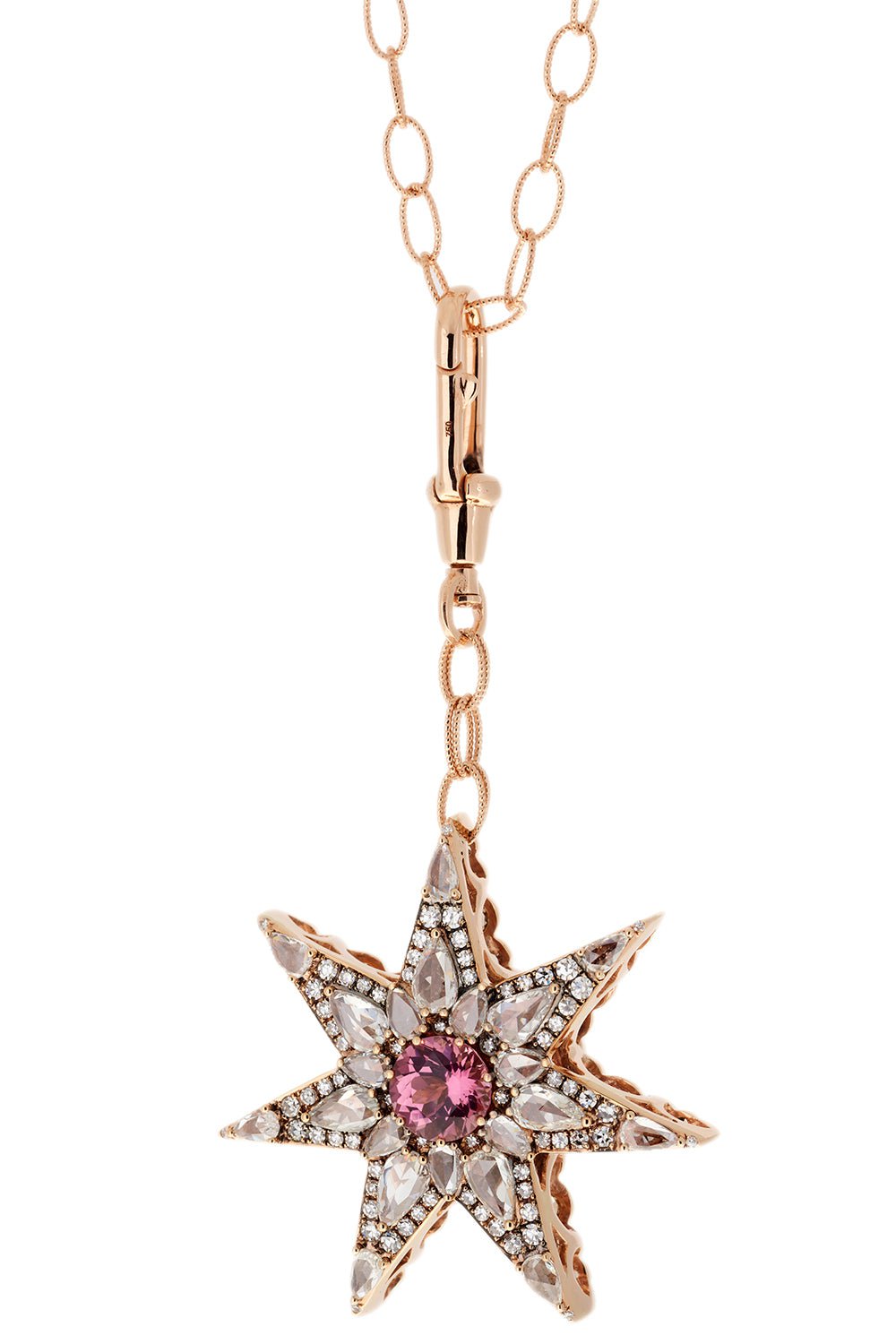 SELIM MOUZANNAR-Pink Tourmaline Star Necklace-ROSE GOLD