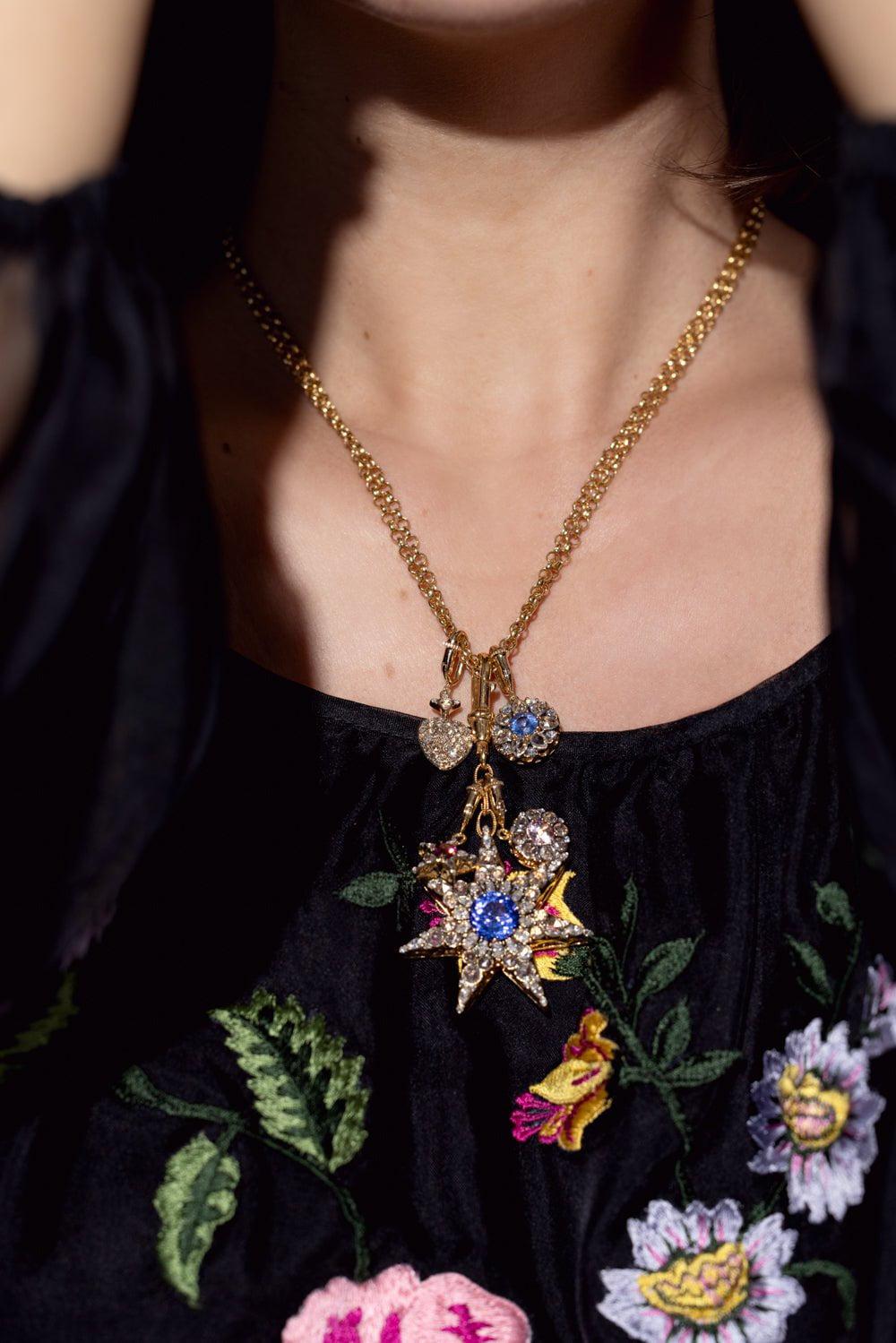 SELIM MOUZANNAR-Blue Sapphire Flower Charm-ROSE GOLD