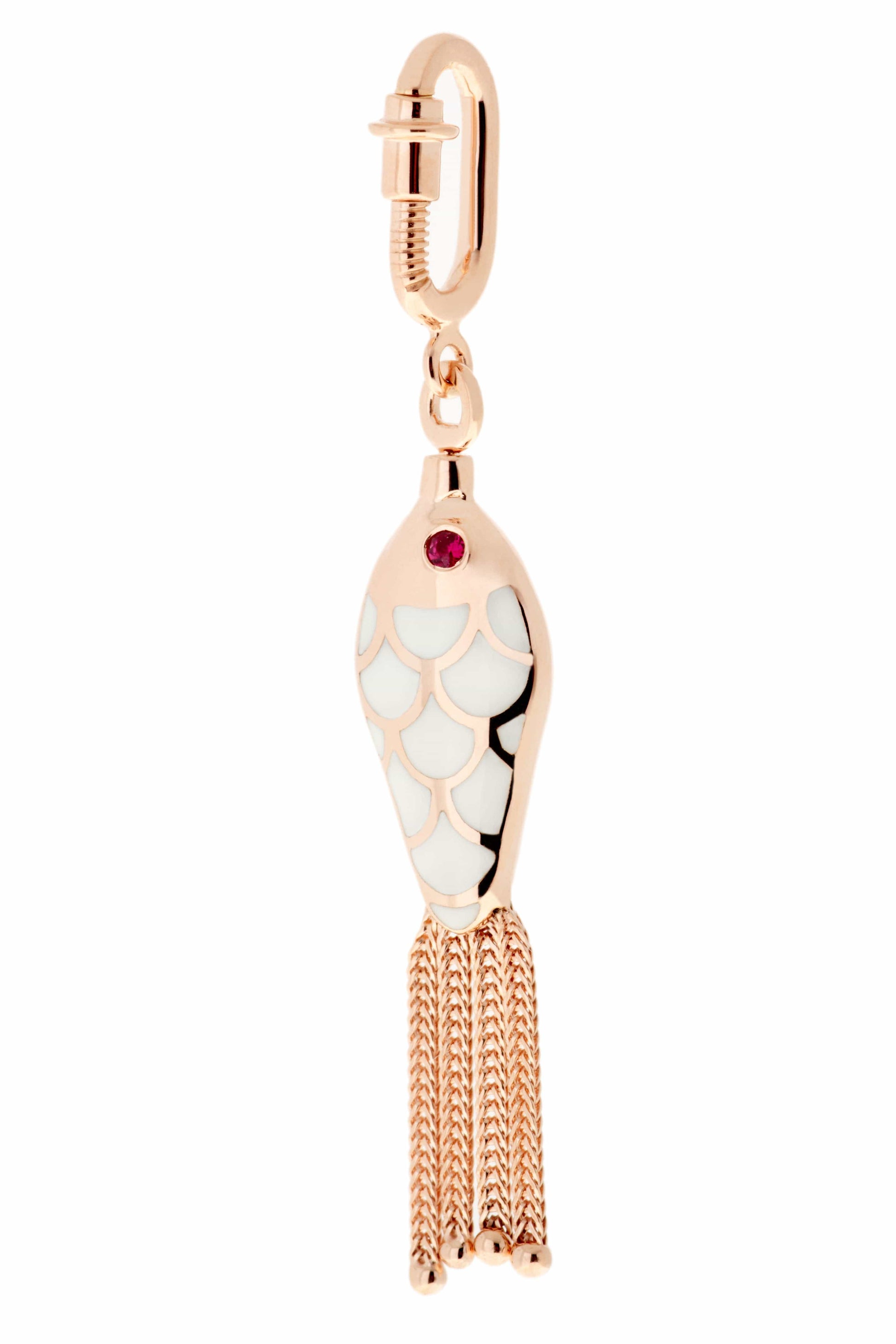 SELIM MOUZANNAR-Navy Blue and Ivory Enamel Fish Charm-ROSE GOLD