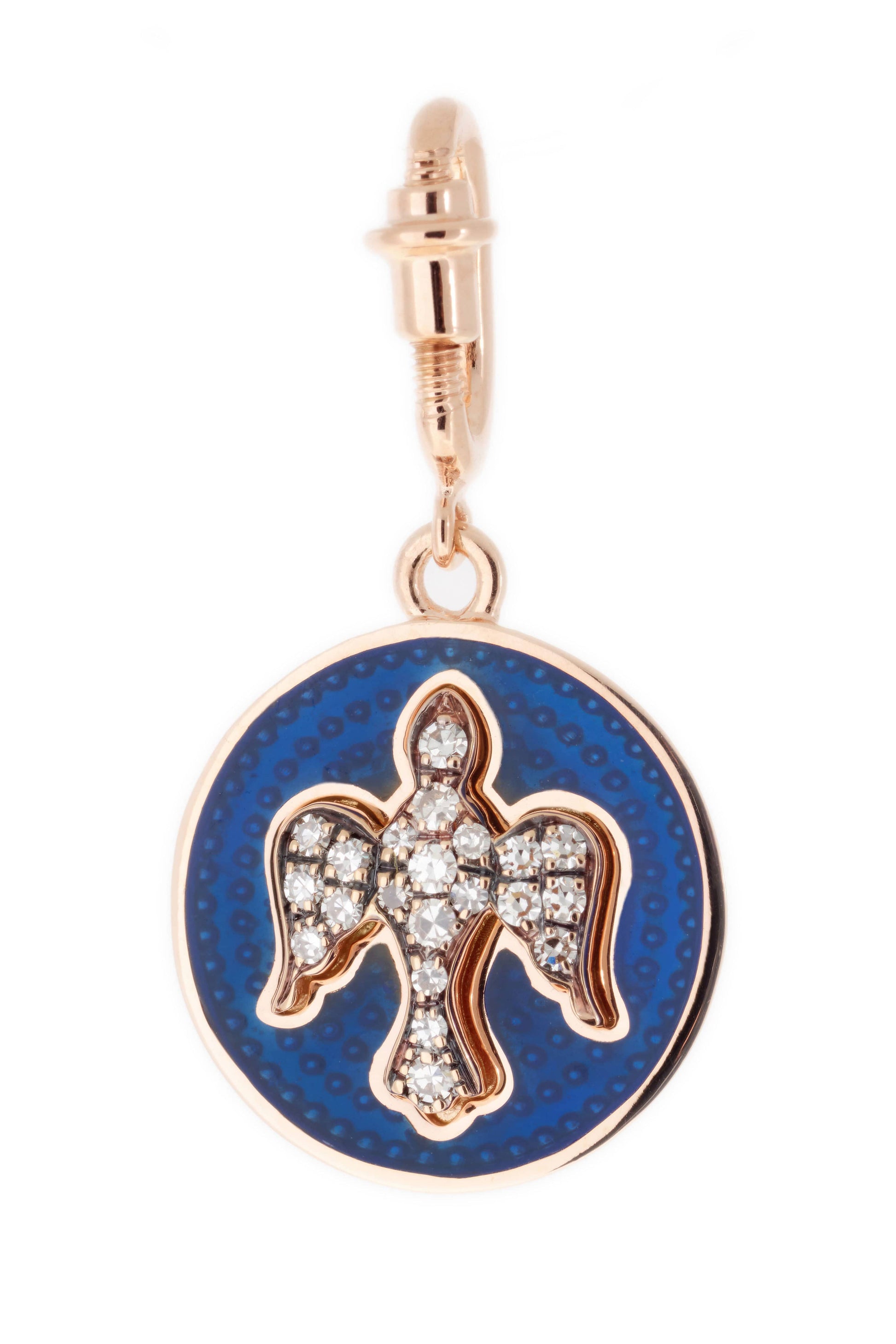 SELIM MOUZANNAR-Navy Blue Enamel Dove Charm-ROSE GOLD