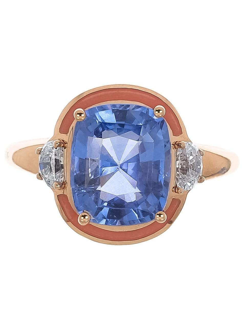 SELIM MOUZANNAR-Orange Enamel Blue Sapphire Ring-ROSE GOLD
