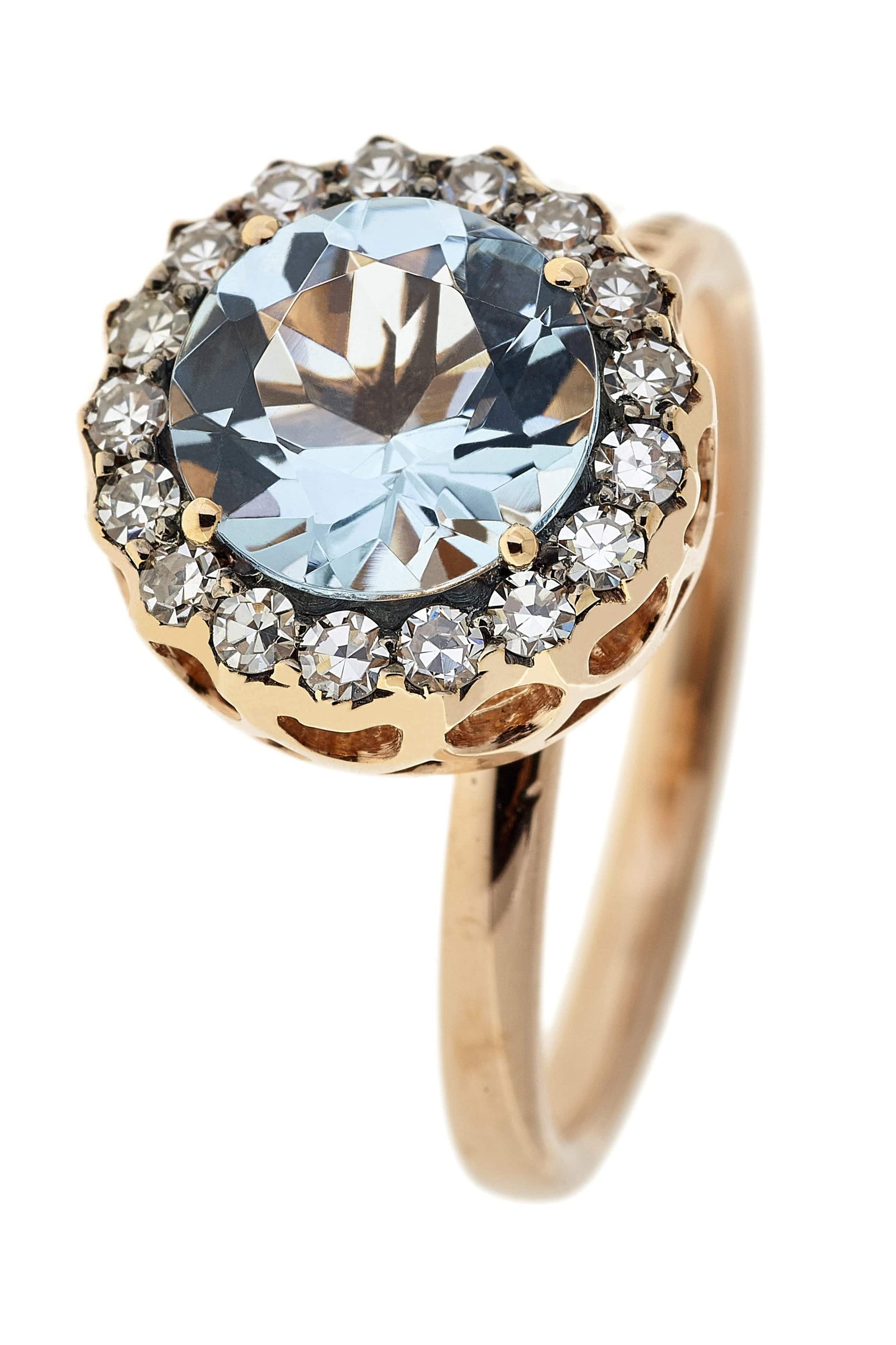 SELIM MOUZANNAR-Aquamarine and Diamond Beirut Ring-ROSE GOLD