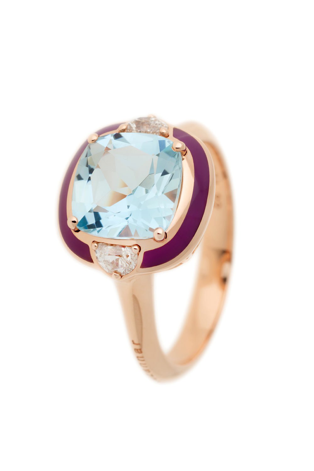 SELIM MOUZANNAR-Aquamarine Enamel Ring-ROSE GOLD