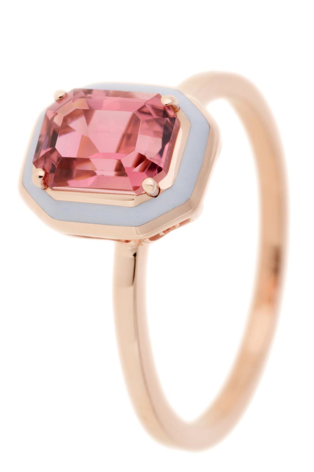 SELIM MOUZANNAR-Lilac Enamel Pink Tourmaline Ring-ROSE GOLD
