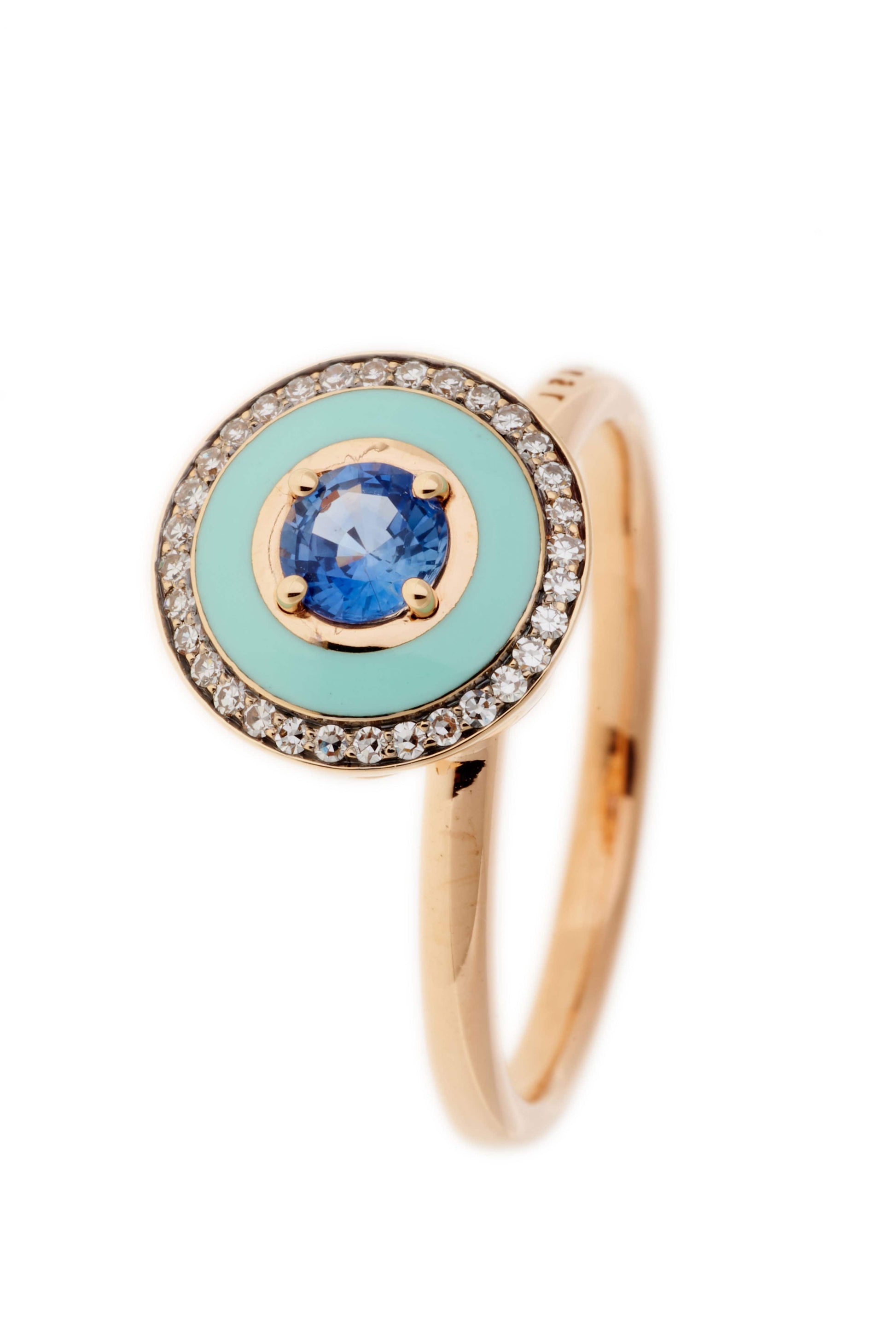 SELIM MOUZANNAR-Mint Enamel Tanzanite Ring-ROSE GOLD