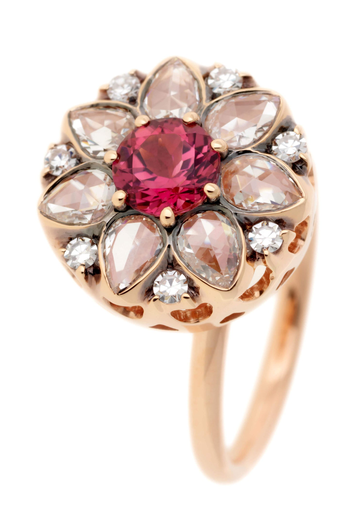 SELIM MOUZANNAR-Pink Tourmaline Beirut Rosace Ring-ROSE GOLD