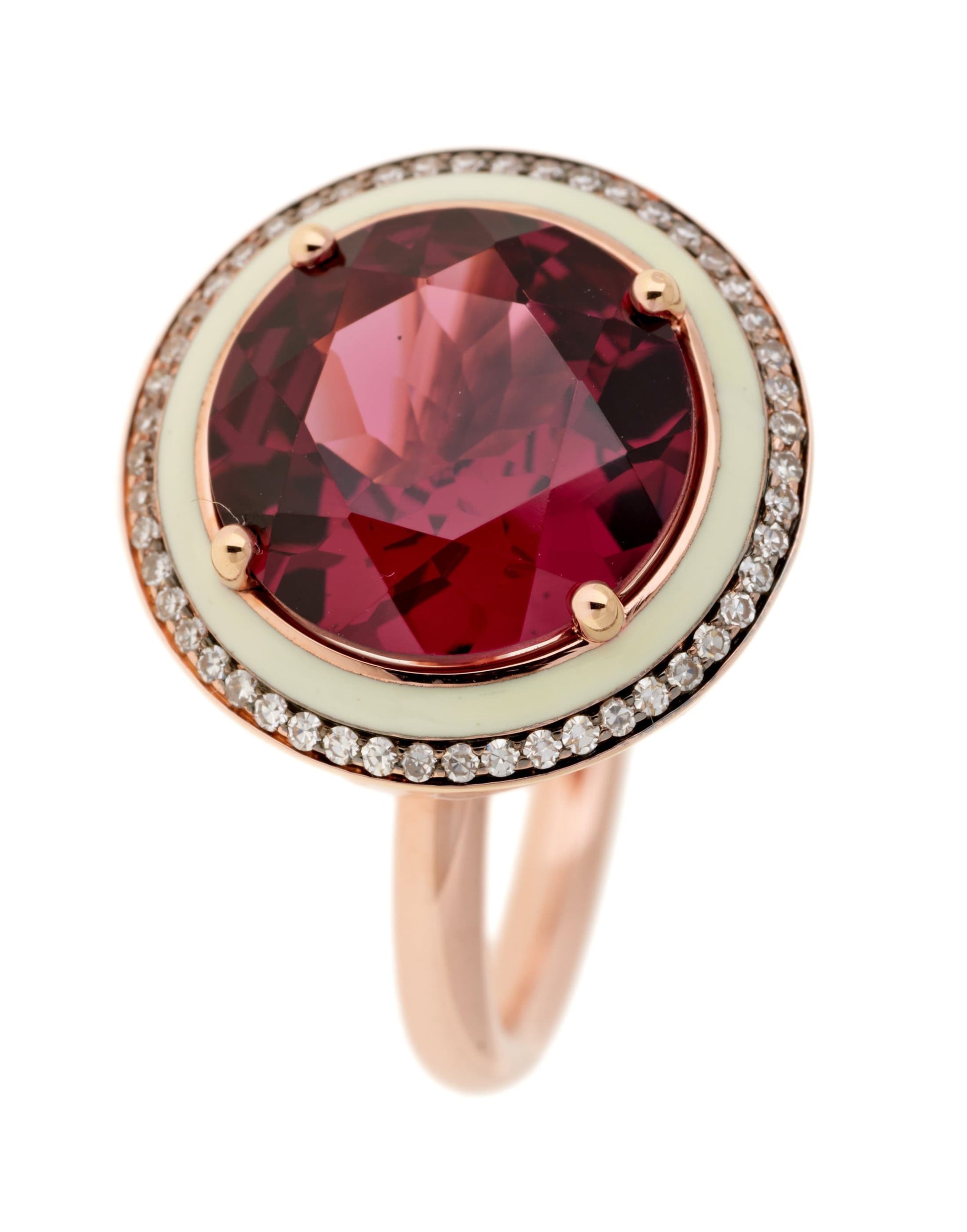 SELIM MOUZANNAR-Enamel, Rhodolite and Diamond Ring-ROSE GOLD