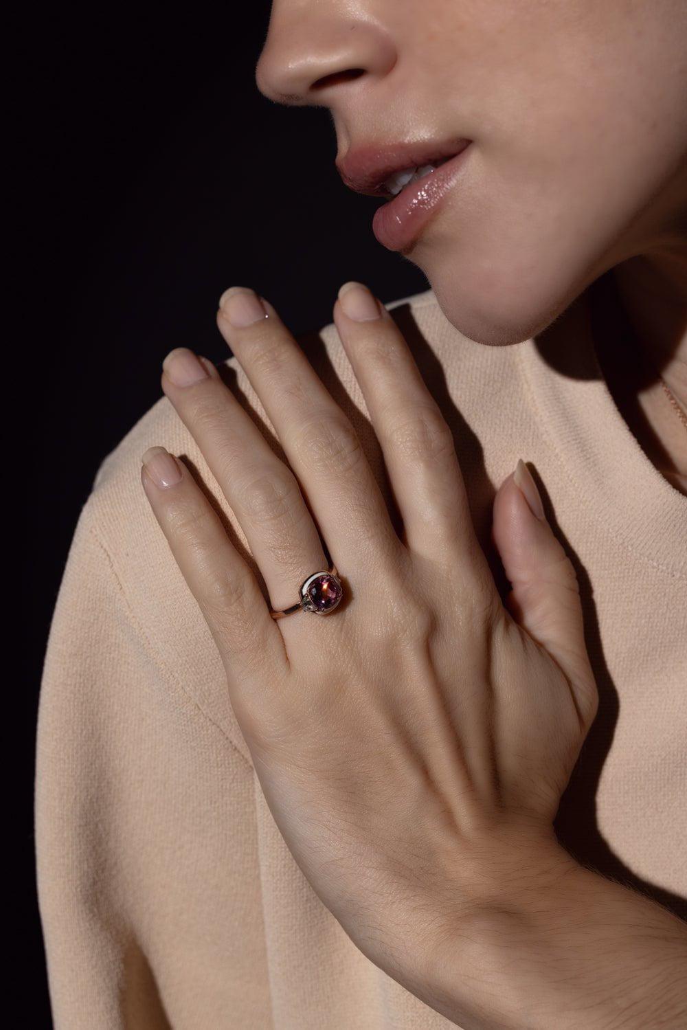 SELIM MOUZANNAR-Gemma Enamel Spinel Ring-ROSE GOLD