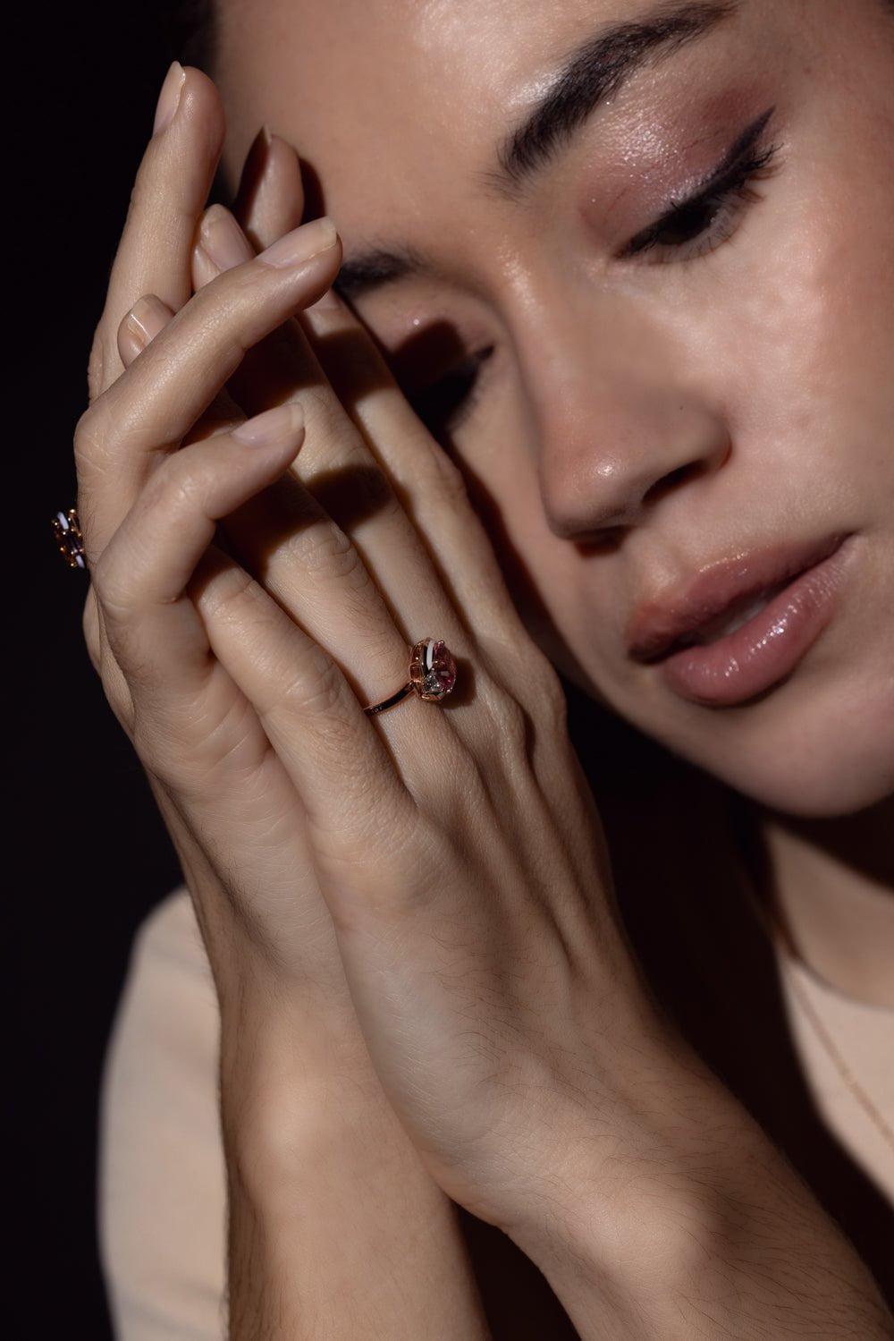 SELIM MOUZANNAR-Gemma Enamel Spinel Ring-ROSE GOLD