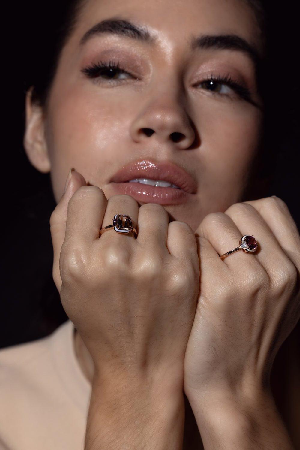 SELIM MOUZANNAR-Gemma Enamel Spinel Ring-ROSE GOLD