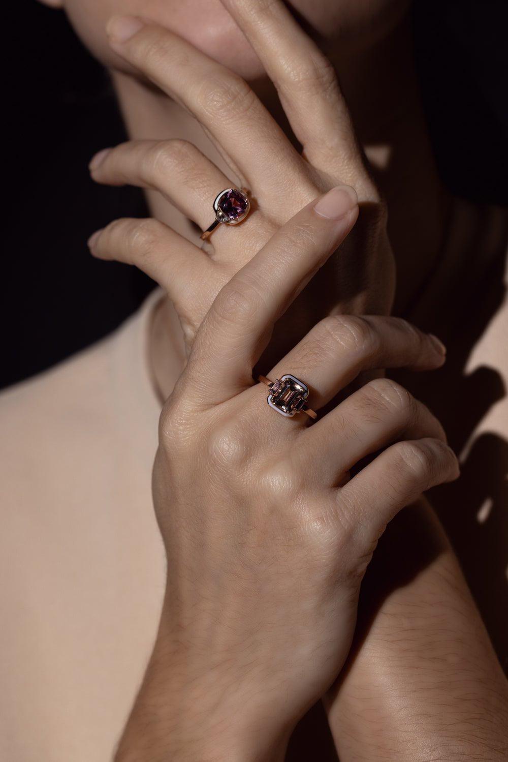 SELIM MOUZANNAR-Gemma Enamel Spinel Ring-ROSE GOLD