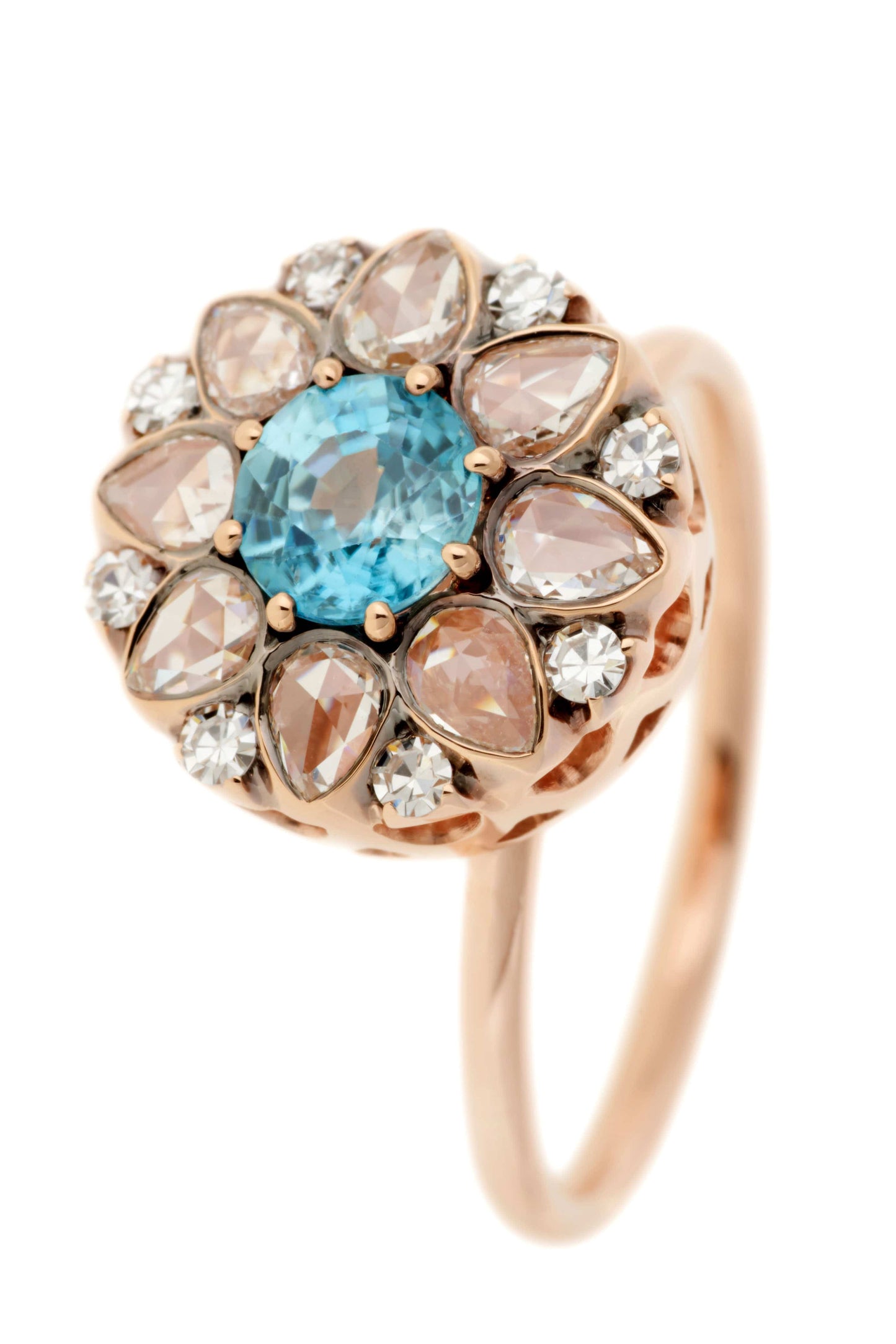 SELIM MOUZANNAR-Hyacinth and Diamond Beirut Rosace Ring-ROSE GOLD
