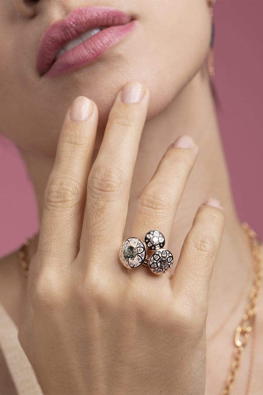 SELIM MOUZANNAR-Mina Daisy Aquamarine Ring-ROSE GOLD