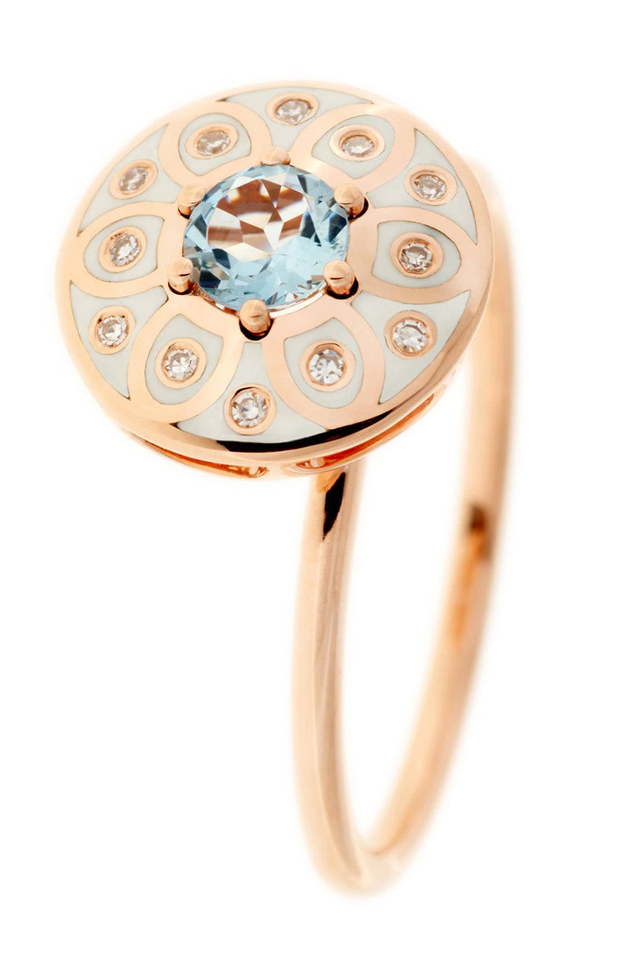SELIM MOUZANNAR-Mina Daisy Aquamarine Ring-ROSE GOLD