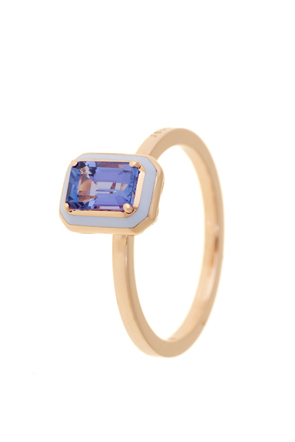 SELIM MOUZANNAR-Mina Lilac Enamel Tanzanite Ring-ROSE GOLD