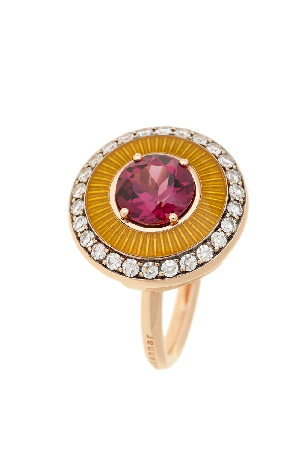 SELIM MOUZANNAR-Mina Yellow Enamel Rhodolite Ring-ROSE GOLD