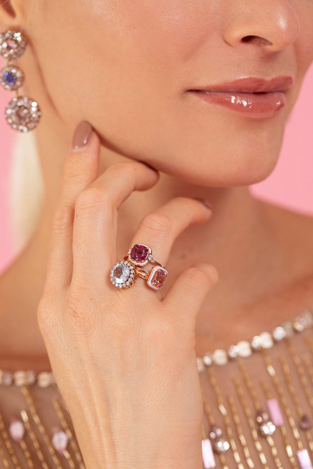SELIM MOUZANNAR-Rhodolite Gemma Ring-ROSE GOLD