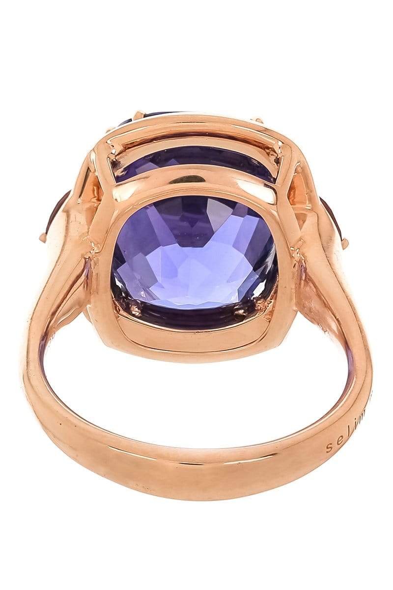 SELIM MOUZANNAR-Tanzanite and Lilac Enamel Ring-ROSE GOLD