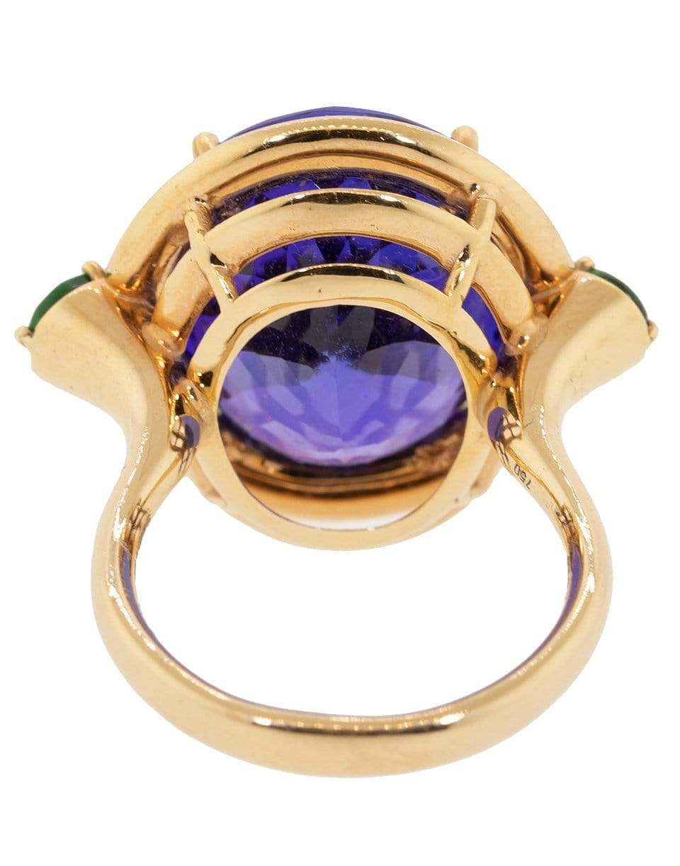 SELIM MOUZANNAR-Tanzanite and Tsavorite White Enamel Ring-ROSE GOLD