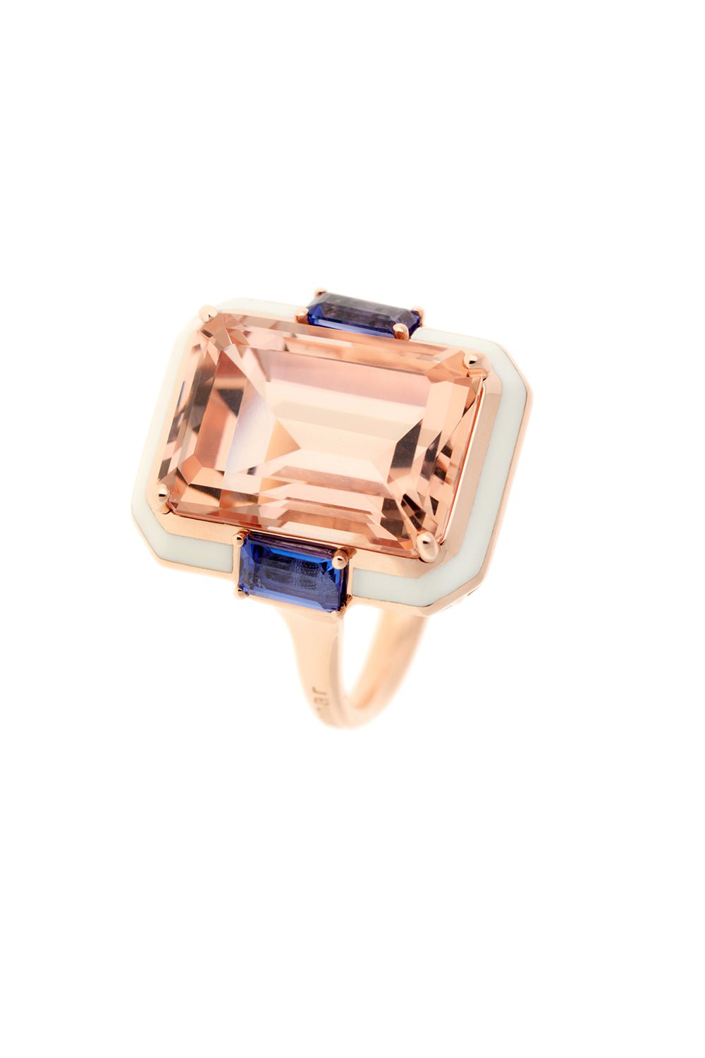 SELIM MOUZANNAR-White Enamel Tanzanite Ring-ROSE GOLD