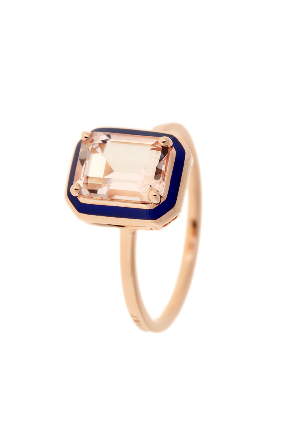 SELIM MOUZANNAR-Morganite Blue Enamel Ring-ROSE GOLD