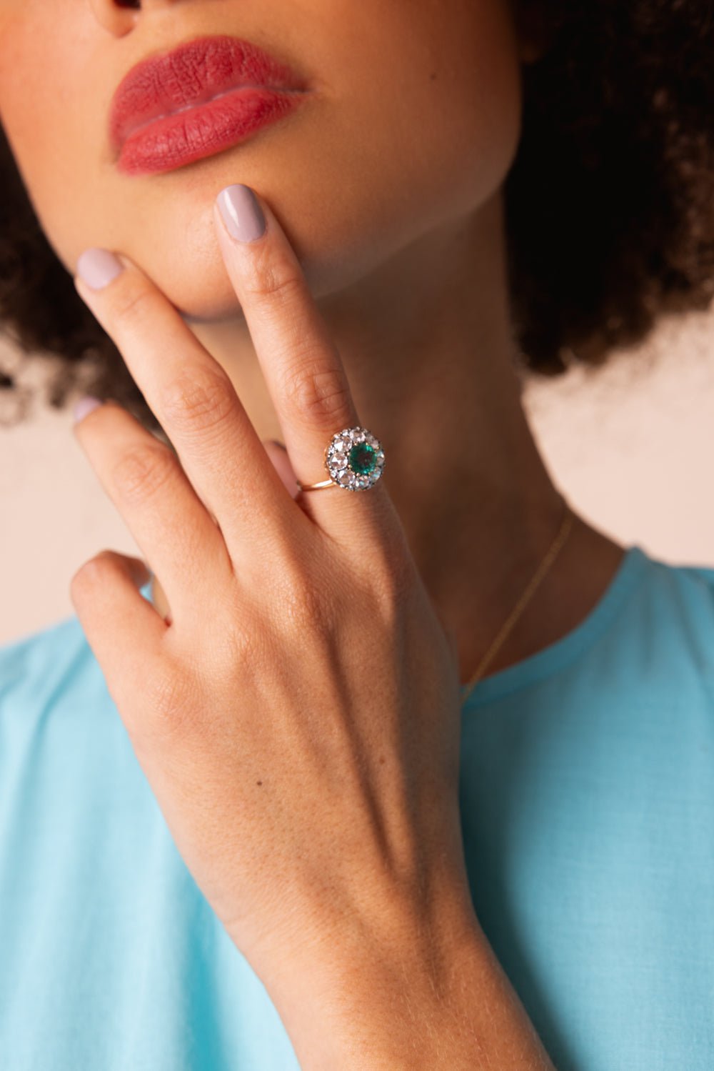 SELIM MOUZANNAR-Beruit Emerald Diamond Ring-ROSE GOLD