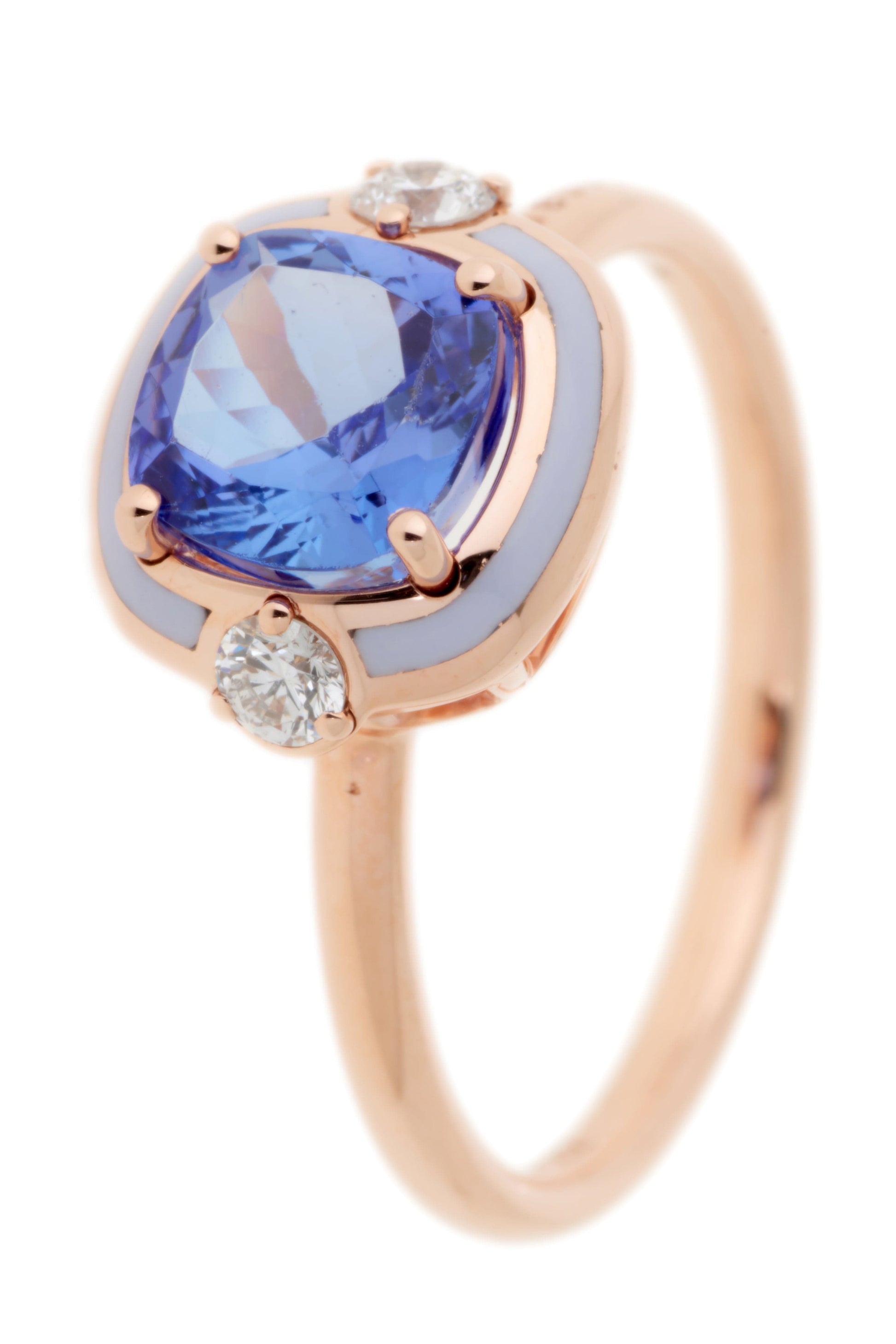 SELIM MOUZANNAR-Lilac Enamel Tanzanite Ring-ROSGOLD