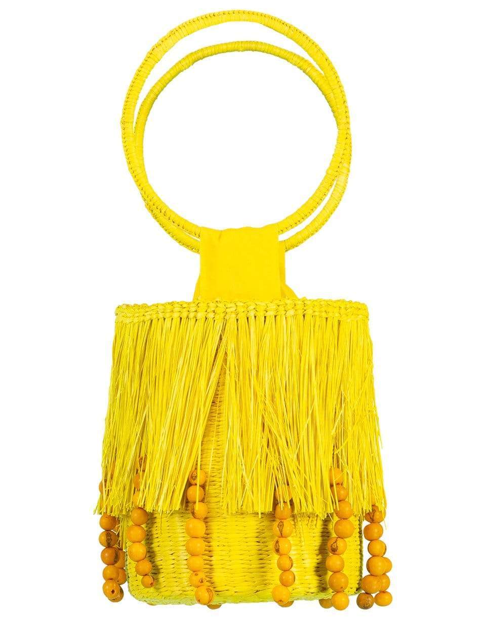 SENSI STUDIO-Frayed Mini Bucket With Shells-YELLOW