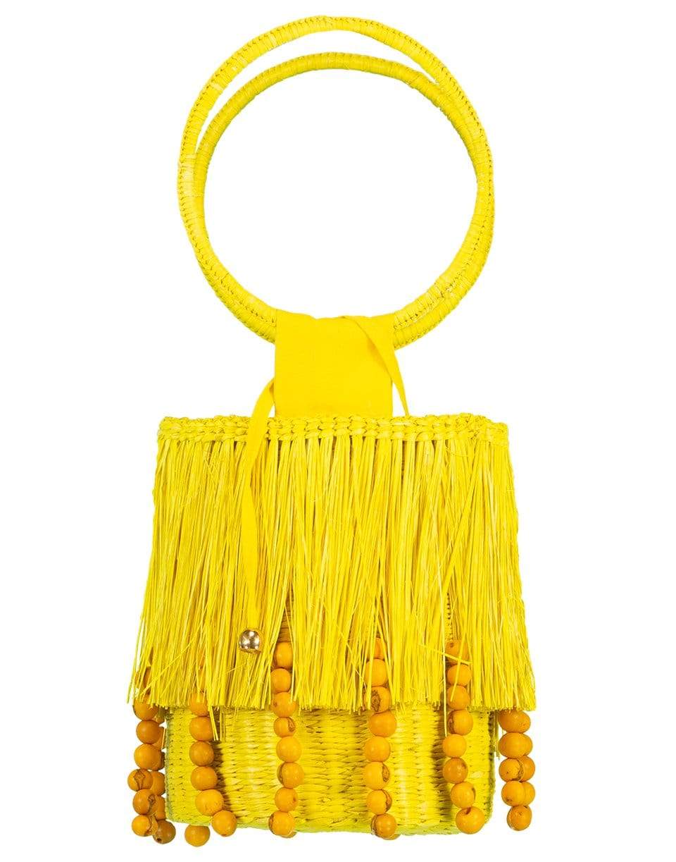 SENSI STUDIO-Frayed Mini Bucket With Shells-YELLOW