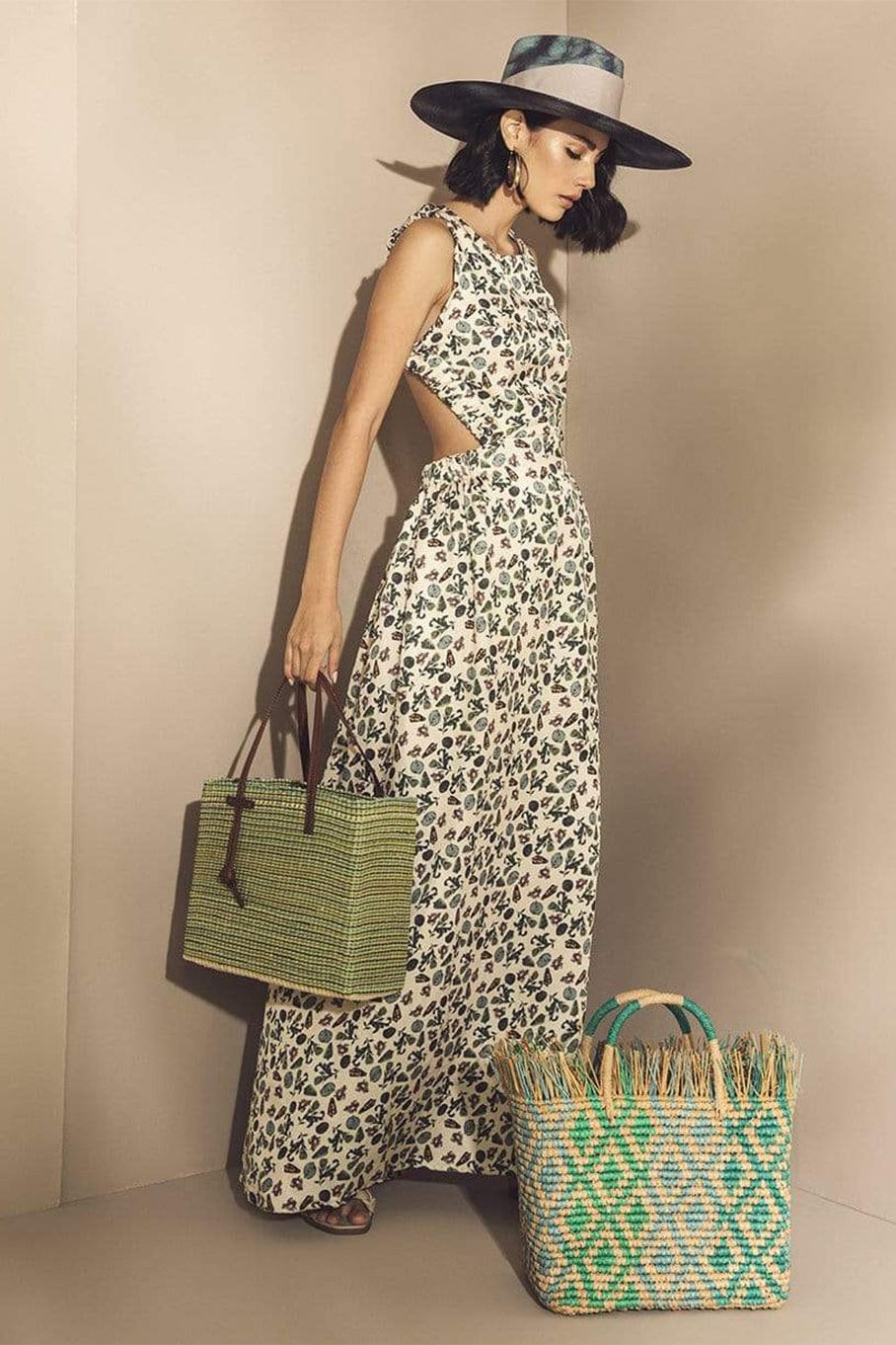 SENSI STUDIO-Canasta Mexicana Maxi Frayed-MULTI