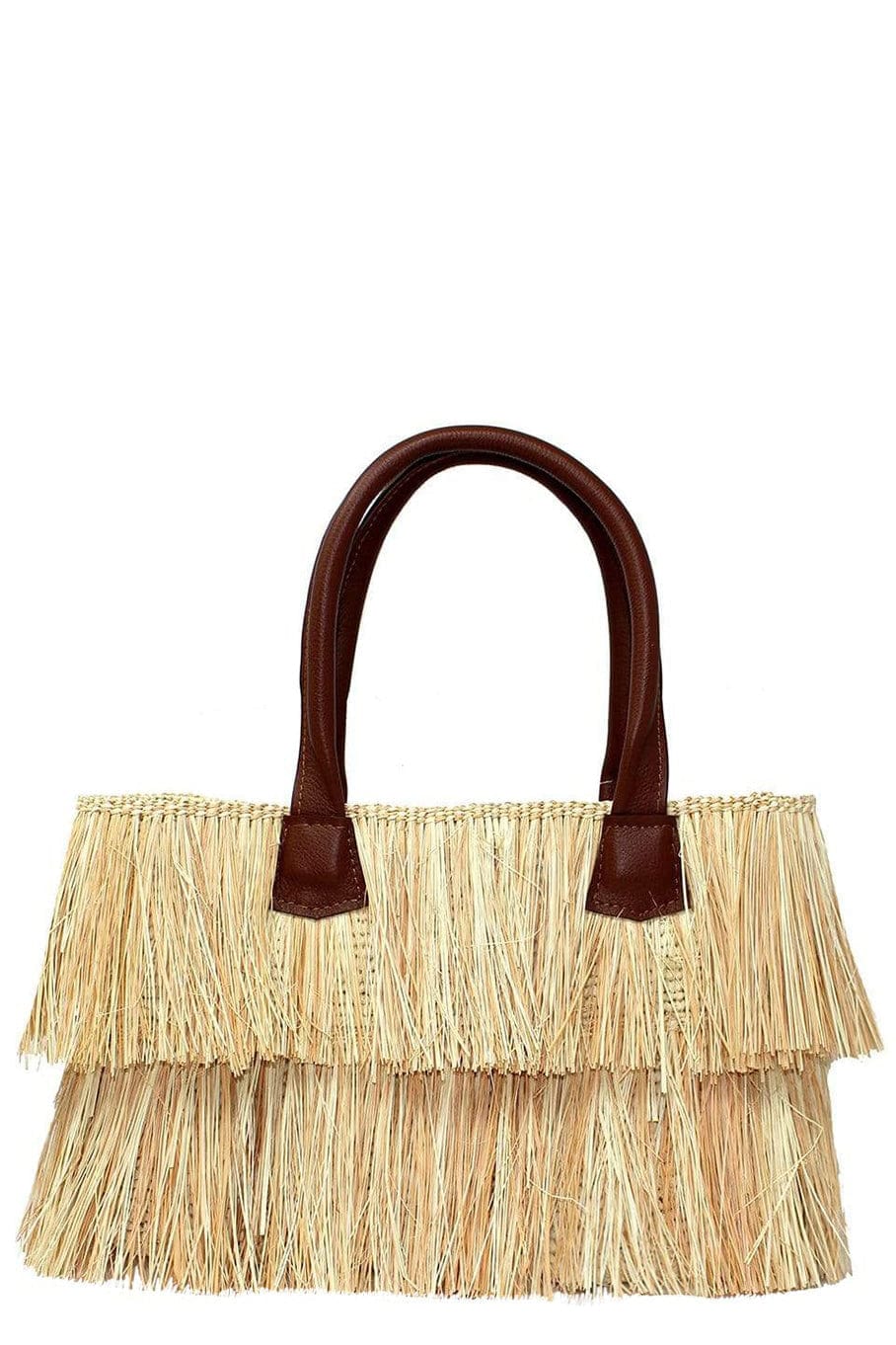 SENSI STUDIO-Degrade Mini Frayed Straw Tote-NTRL/BEG