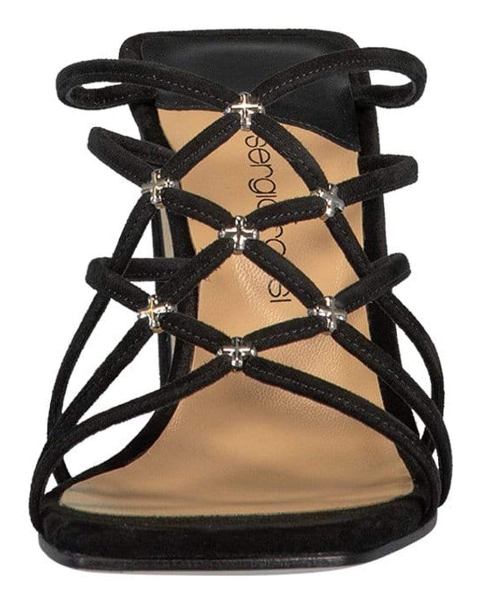 SERGIO ROSSI-Strappy Black Leather Sandals-