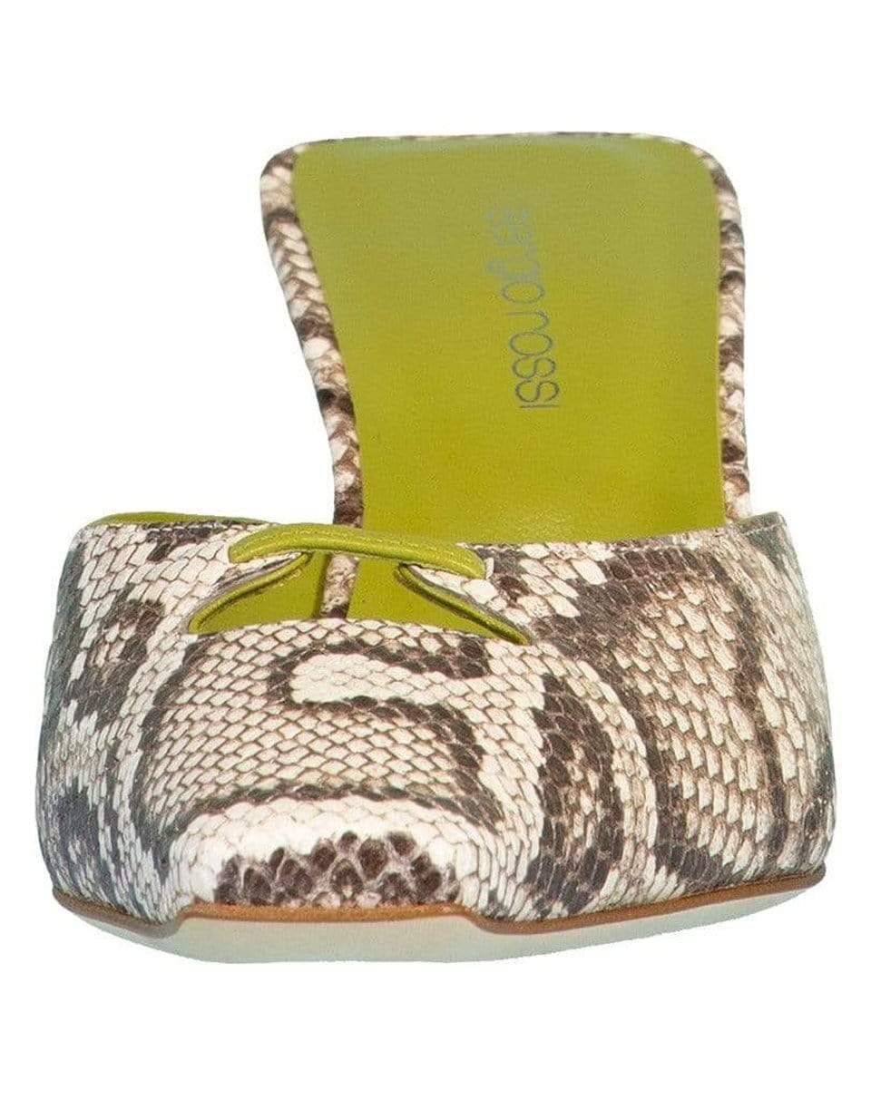 SERGIO ROSSI-Snakeskin Print Square Toe Mules-