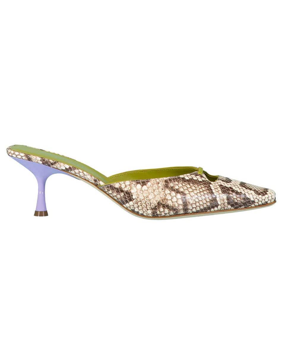 SERGIO ROSSI-Snakeskin Print Square Toe Mules-