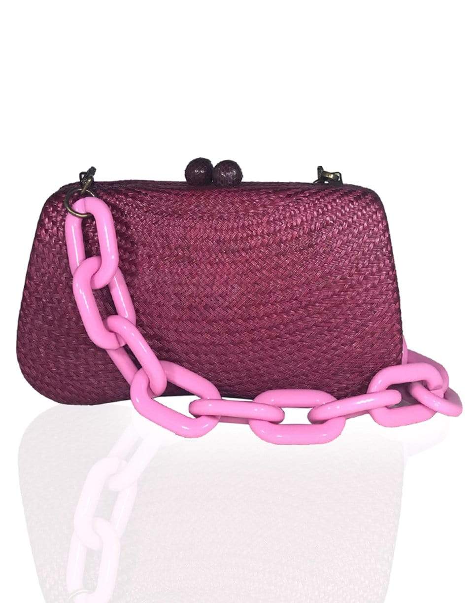SERPUI-Bella Bun Clutch With Pink Strap-BURGUNDY