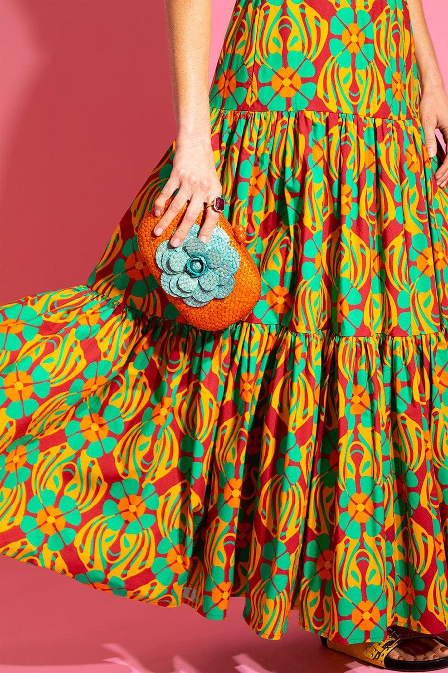 SERPUI-Flower Clutch - Orange Aqua-ORNG/AQU