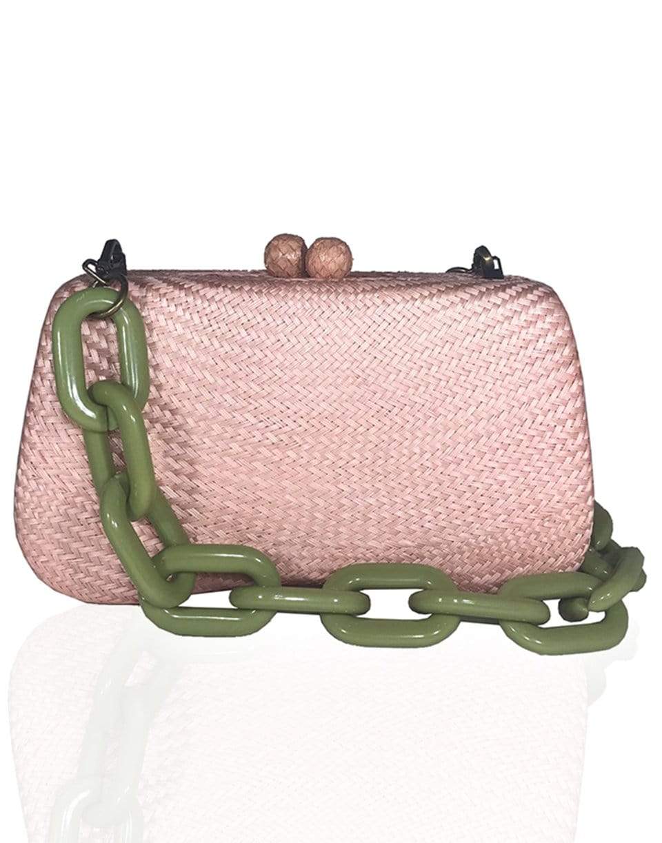 SERPUI-Bella Bun Clutch With Green Strap-PEACH