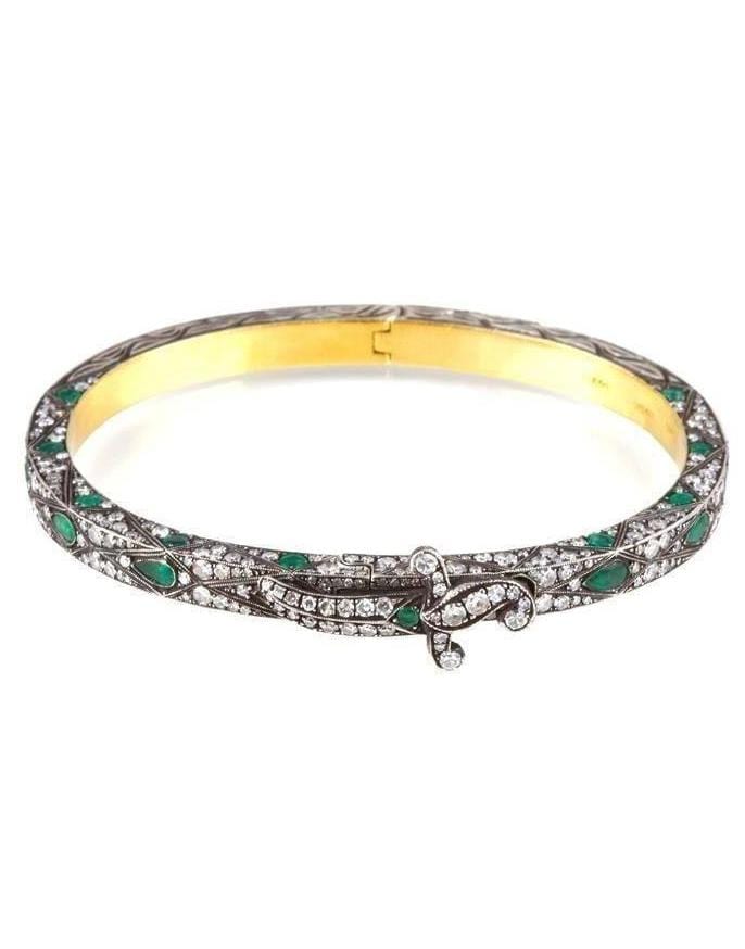SEVAN BICAKCI-Diamond and Emerald Dagger Bangle-YELLOW GOLD